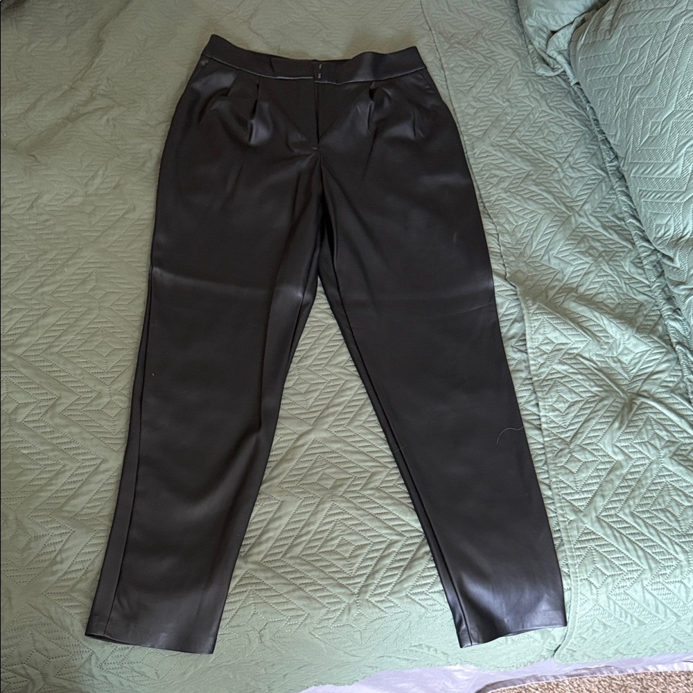Express Black Faux Leather Cropped Pants
